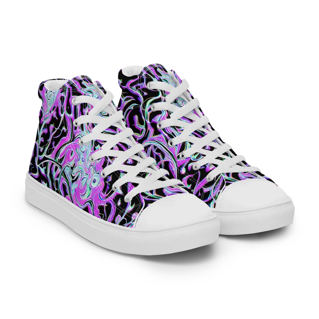 Vivid Distortion on Men's High Top Canvas Shoes — Right Front