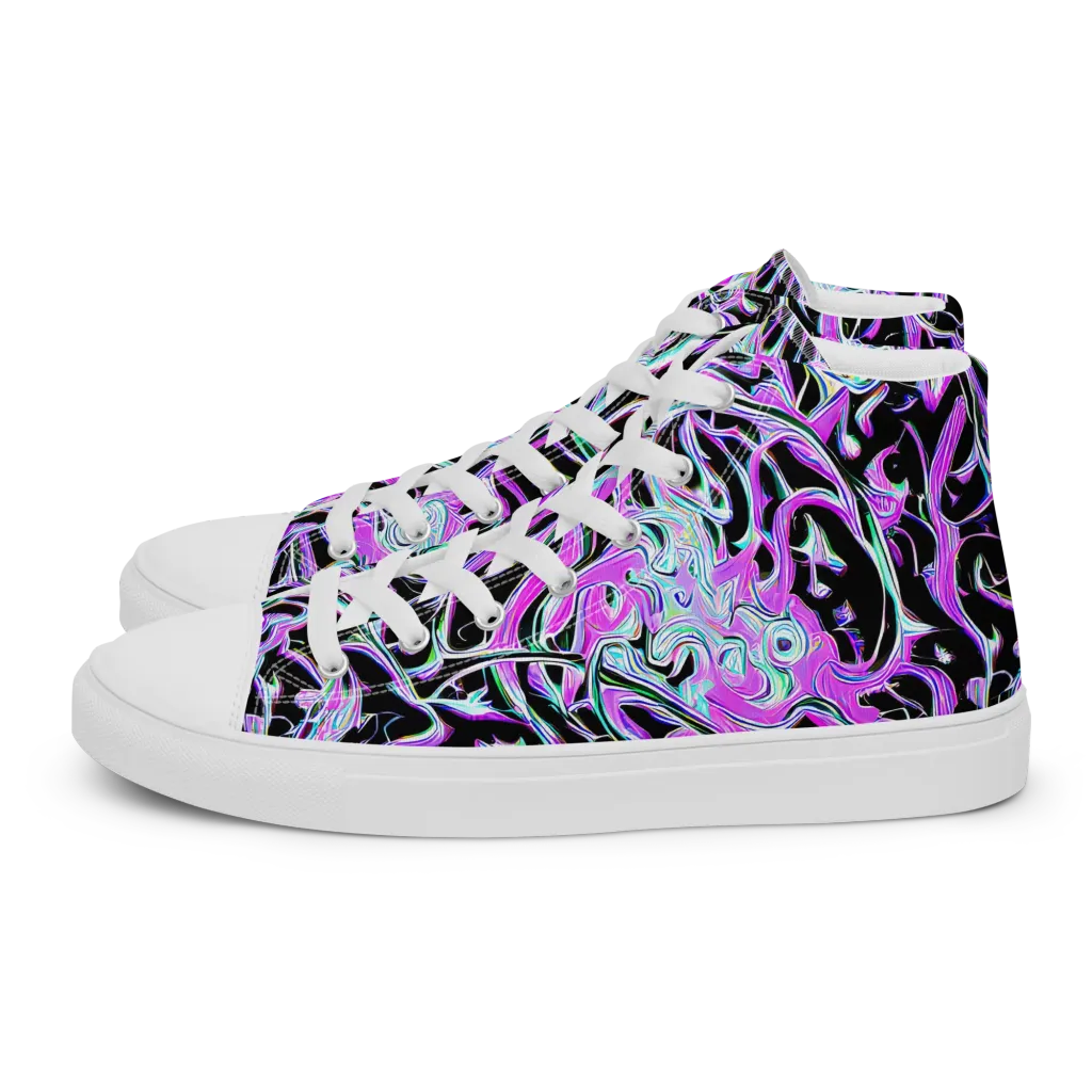 Vivid Distortion on Men's High Top Canvas Shoes — Left