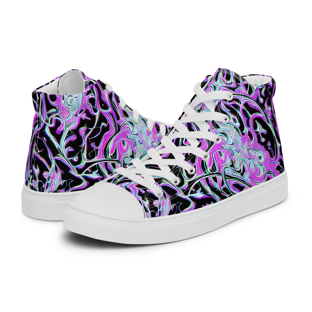 Vivid Distortion on Men's High Top Canvas Shoes — Left