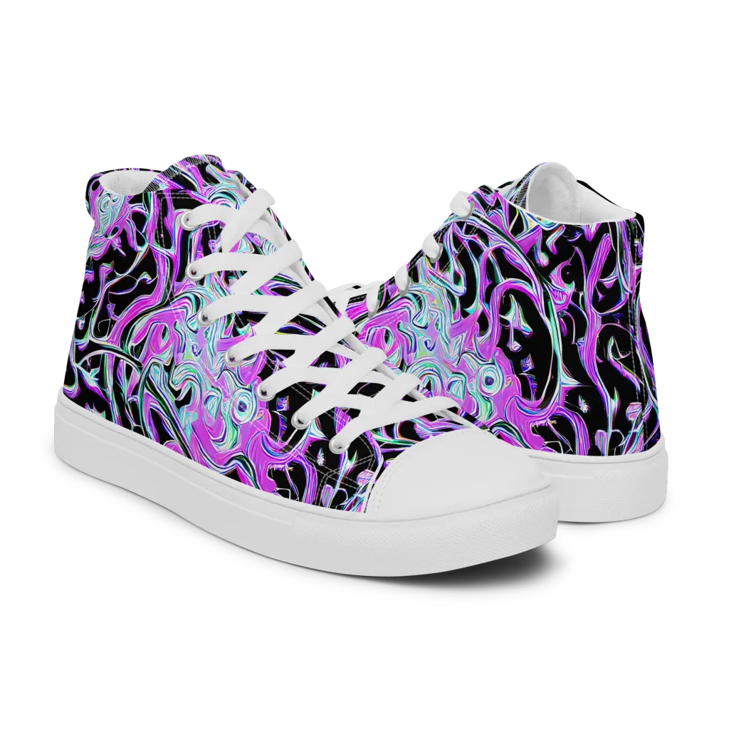 Vivid Distortion on Men's High Top Canvas Shoes — Right