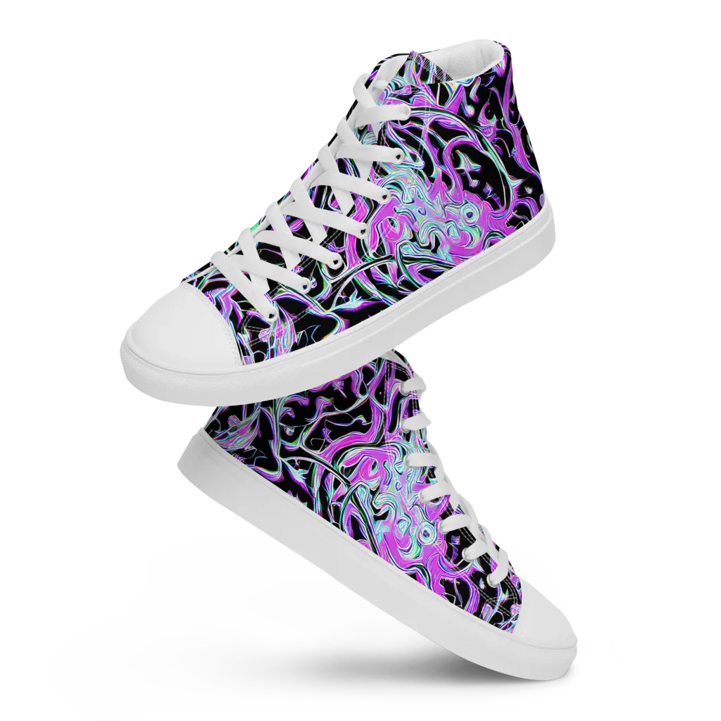 Vivid Distortion on Men's High Top Canvas Shoes — Front