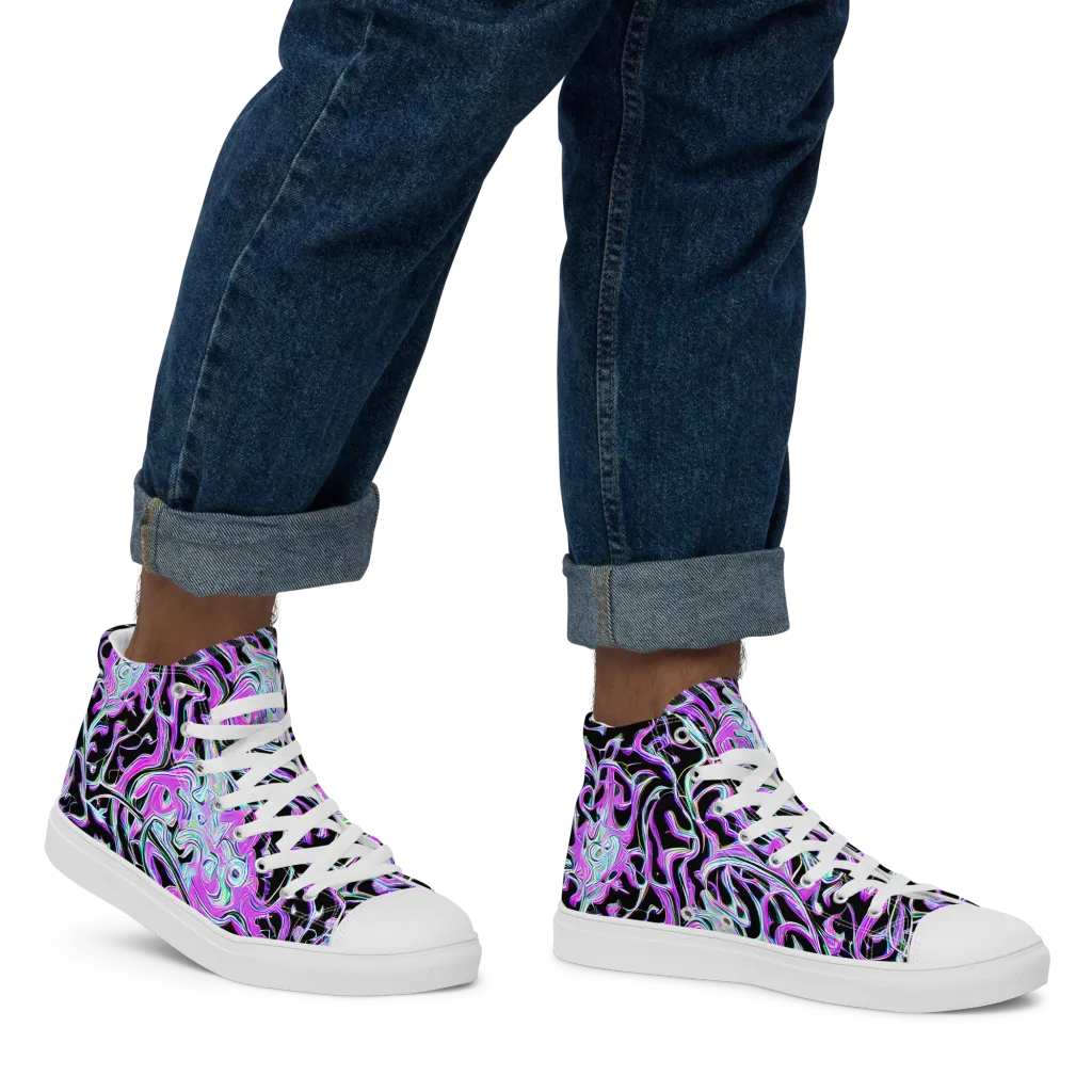 Vivid Distortion on Men's High Top Canvas Shoes — Right