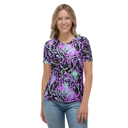 Vivid Distortion on a Women's Crew Neck T-Shirt