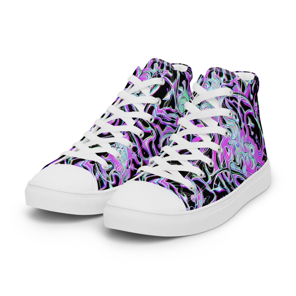 Vivid Distortion on Women's High Top Canvas Shoes — Left Front