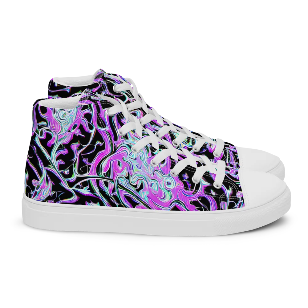 Vivid Distortion on Women's High Top Canvas Shoes — Right