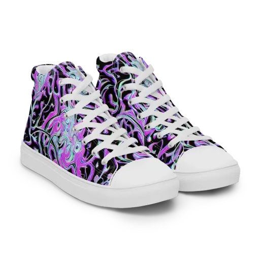 Vivid Distortion on a Women's High Top Canvas Shoes
