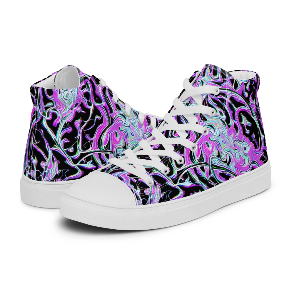 Vivid Distortion on Women's High Top Canvas Shoes — Left