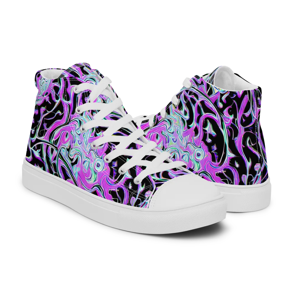 Vivid Distortion on Women's High Top Canvas Shoes — Right