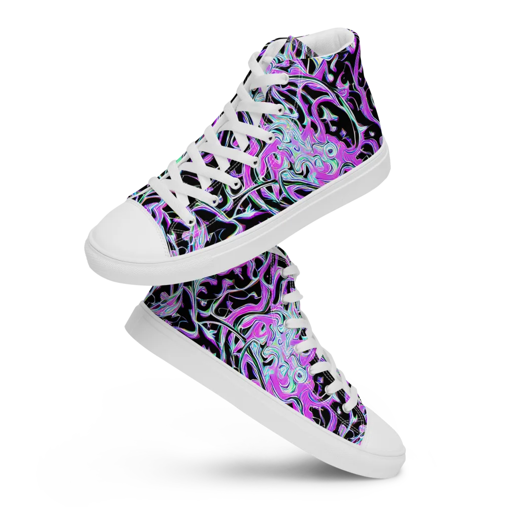 Vivid Distortion on Women's High Top Canvas Shoes — Front