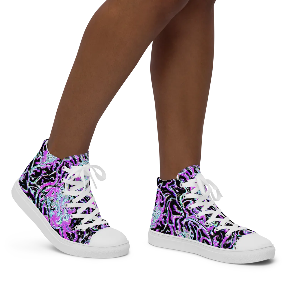Vivid Distortion on Women's High Top Canvas Shoes — Right