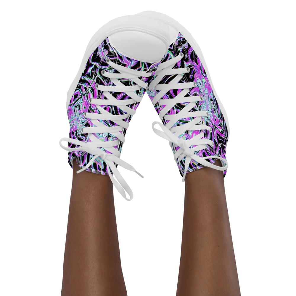 Vivid Distortion on Women's High Top Canvas Shoes — Front