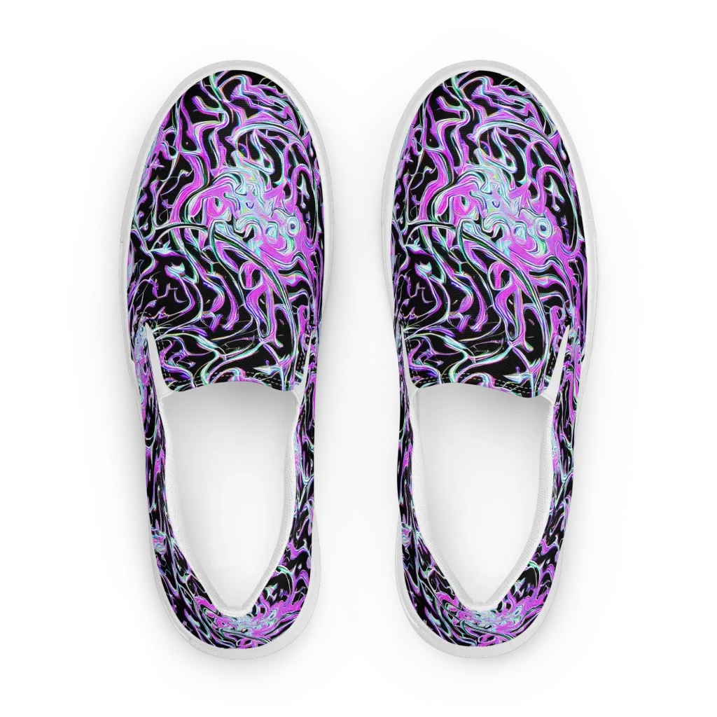 Vivid Distortion on Men's Slip-On Canvas Shoes — Front