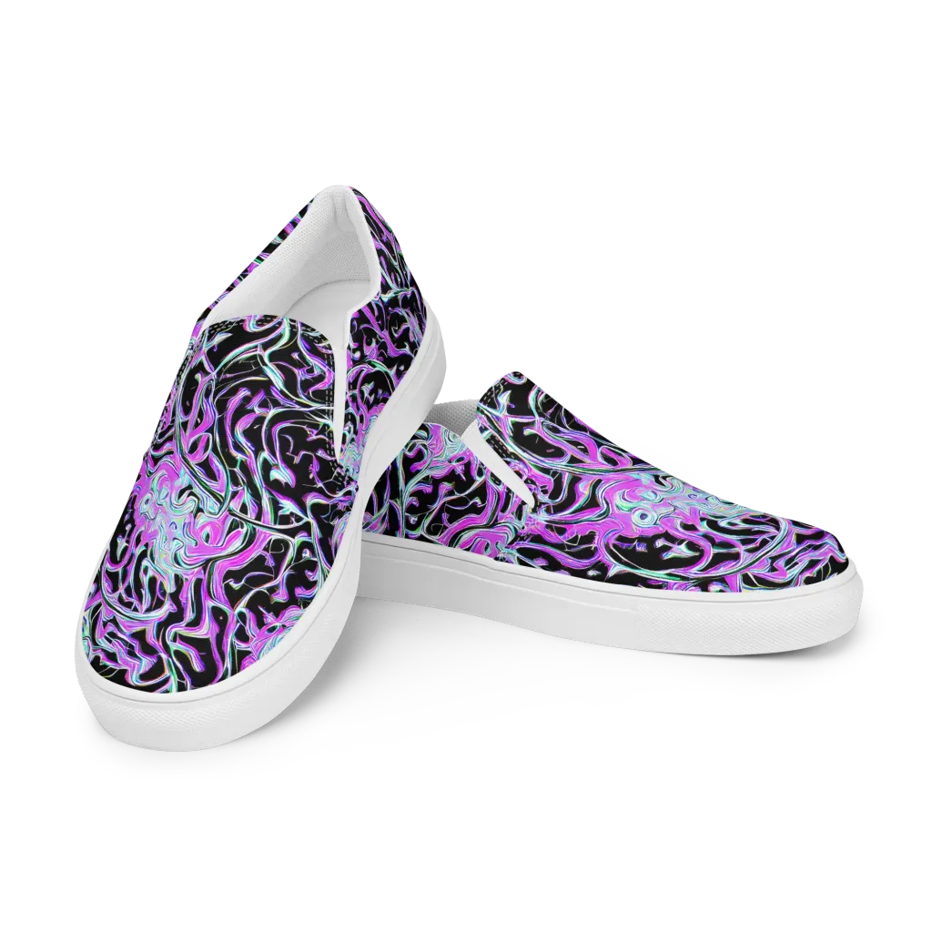 Vivid Distortion on Men's Slip-On Canvas Shoes — Left Front