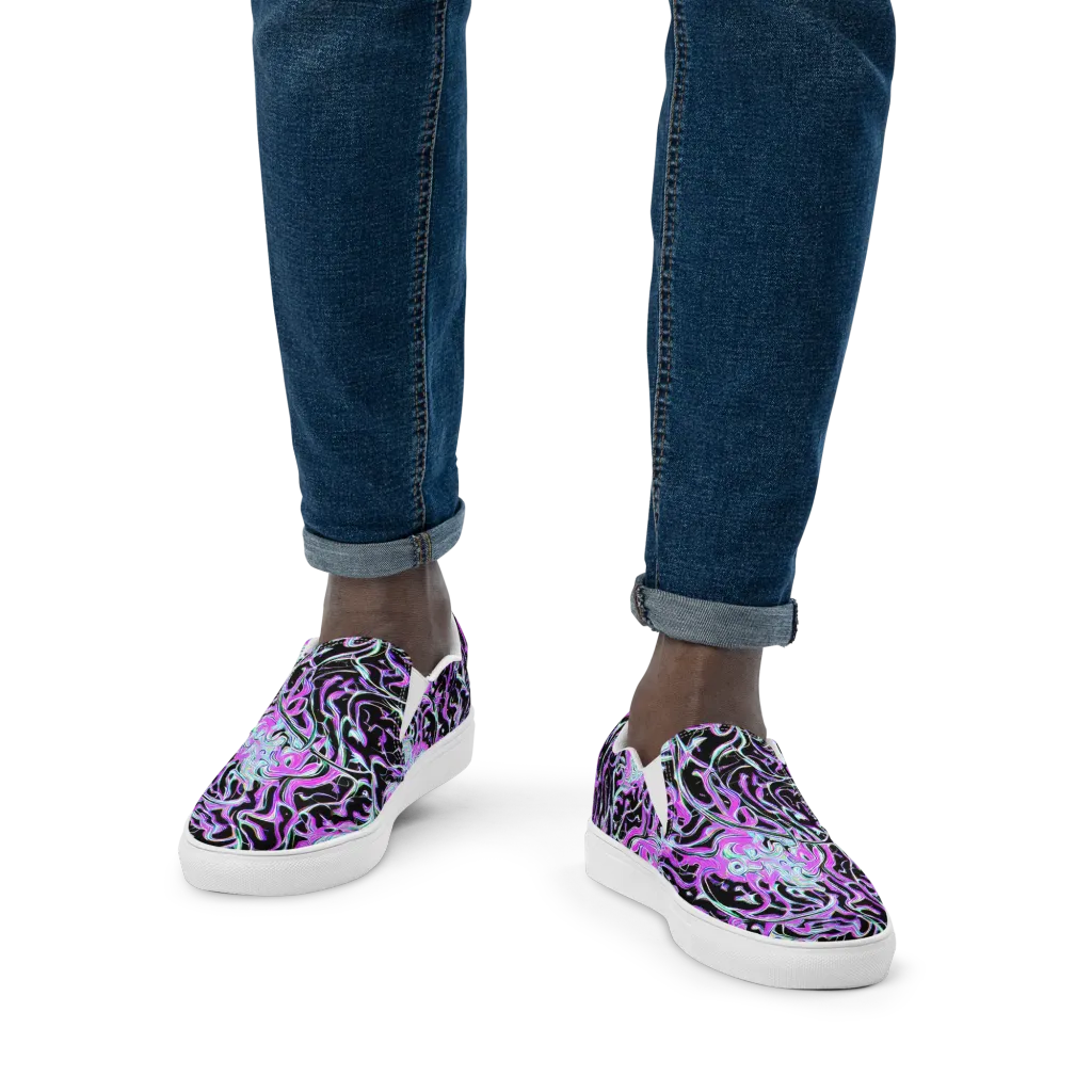 Vivid Distortion on Men's Slip-On Canvas Shoes — Front
