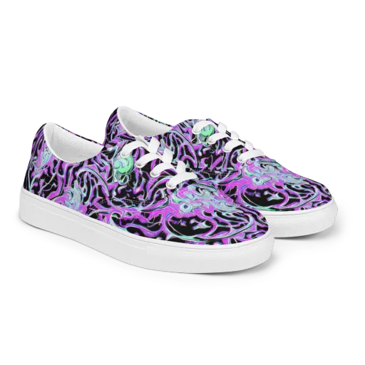 Vivid Distortion on a Men's Lace-Up Canvas Shoes