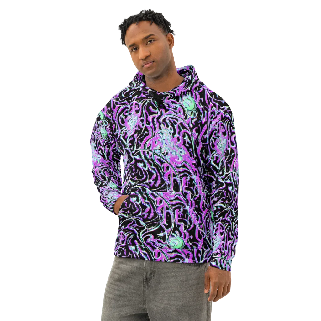 Vivid Distortion on Cotton Hoodie — Left Front