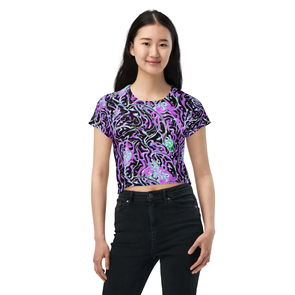 Vivid Distortion on Crop Tee — Front