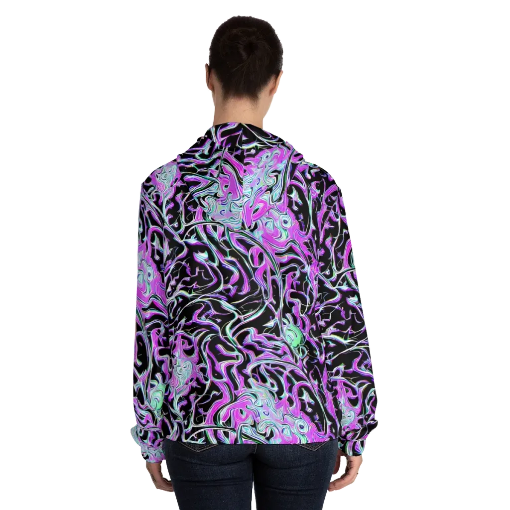 Vivid Distortion on Women's Full-Zip Hoodie — Back On Person