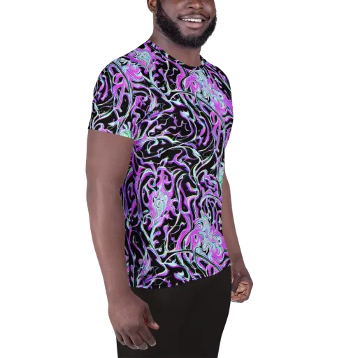 Vivid Distortion on a Men's Athletic T-Shirt