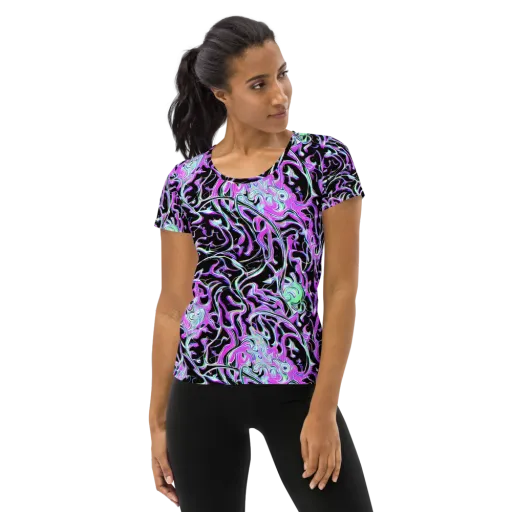 Vivid Distortion on a Women's Athletic T-Shirt