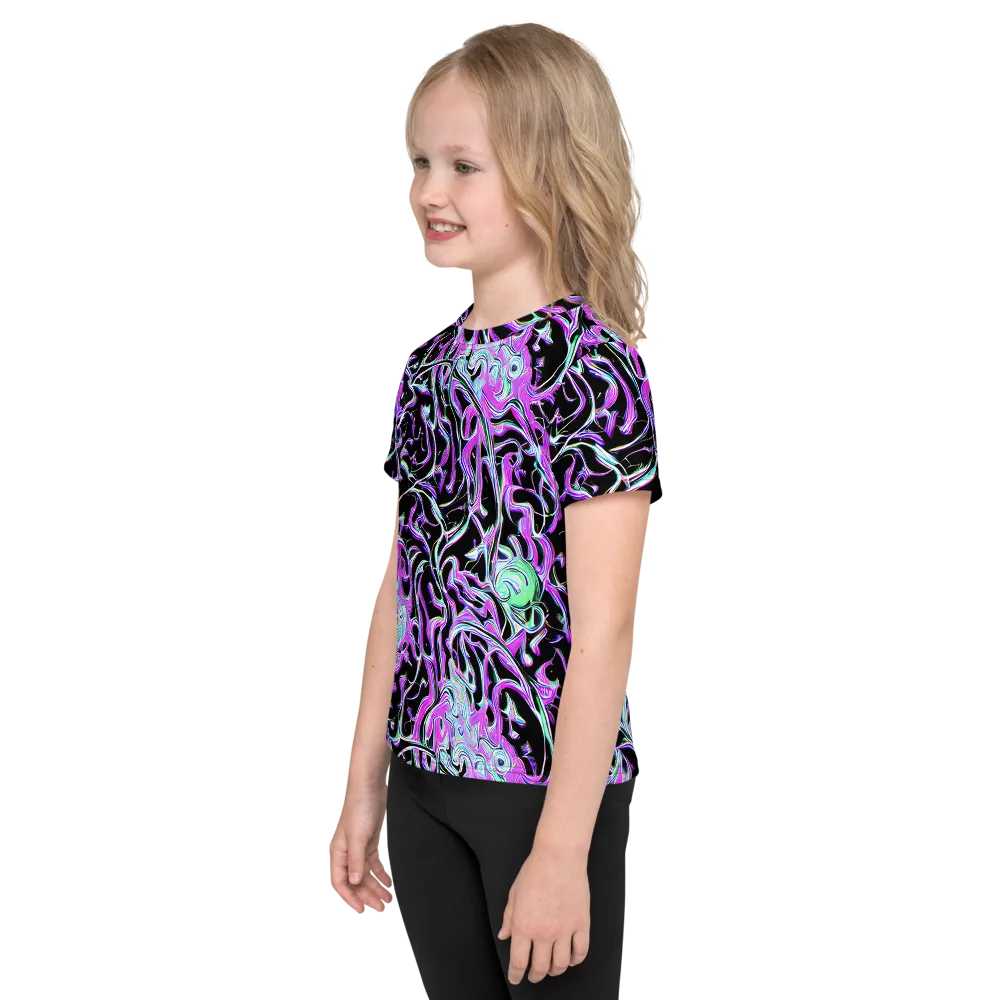 Vivid Distortion on Kids Crew Neck T-Shirt — Left