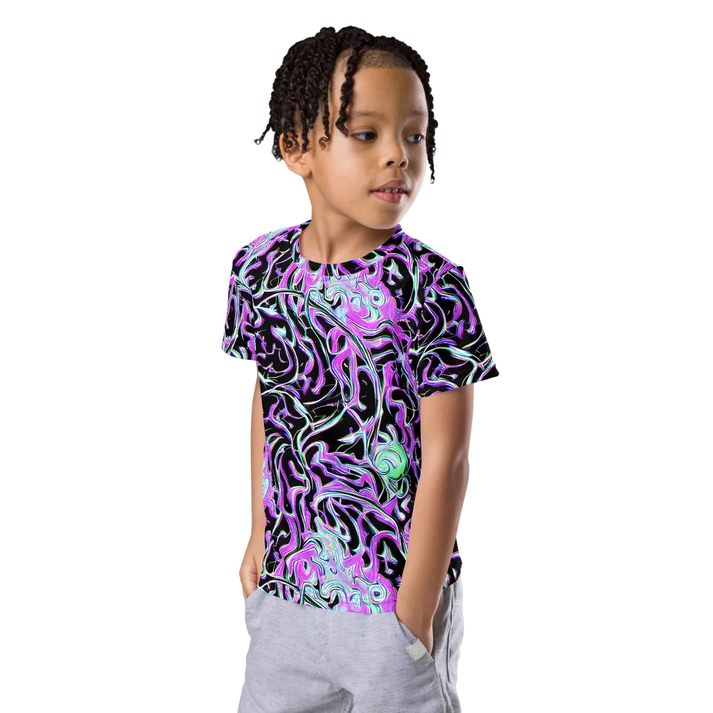 Vivid Distortion on Kids Crew Neck T-Shirt — Left Front