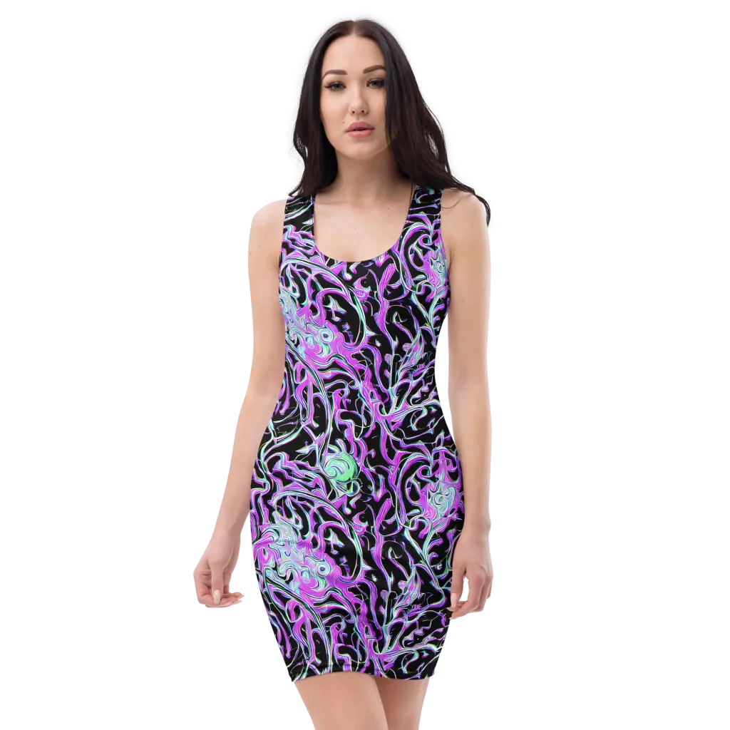 Vivid Distortion on Bodycon Dress — Front