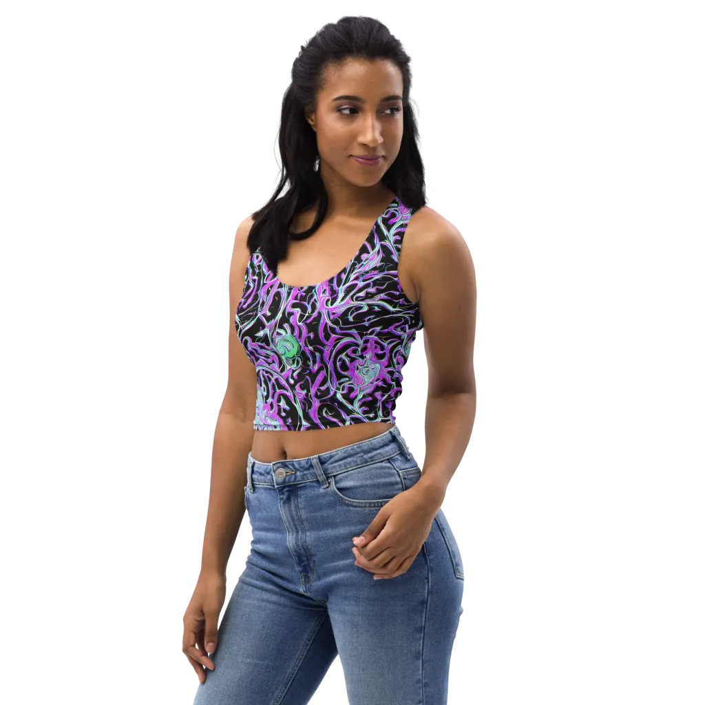 Vivid Distortion on Crop Top — Left Front