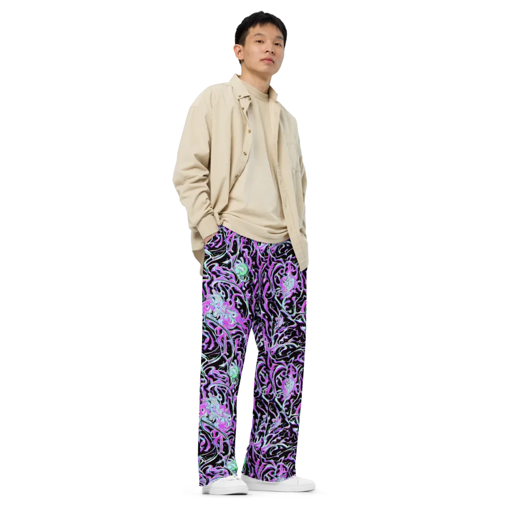 Vivid Distortion on Wide-Leg Pants — Right Front