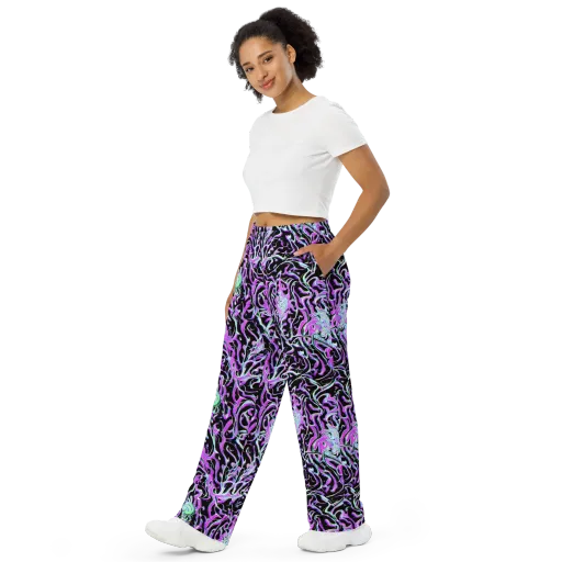 Vivid Distortion on a Wide-Leg Pants