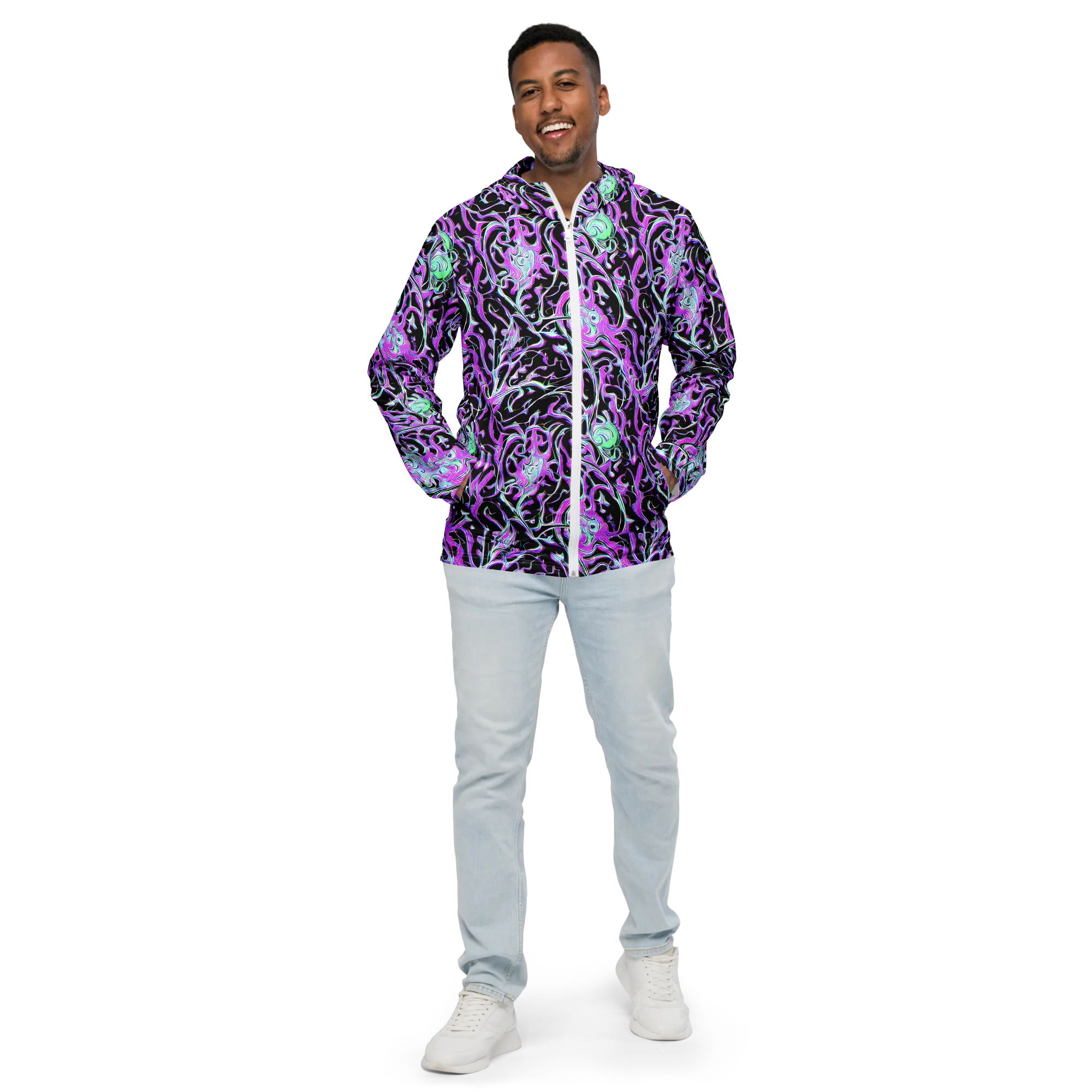 Vivid Distortion on Men's Windbreaker — Front