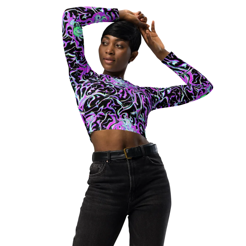 Vivid Distortion on Long Sleeve Crop Top — Front