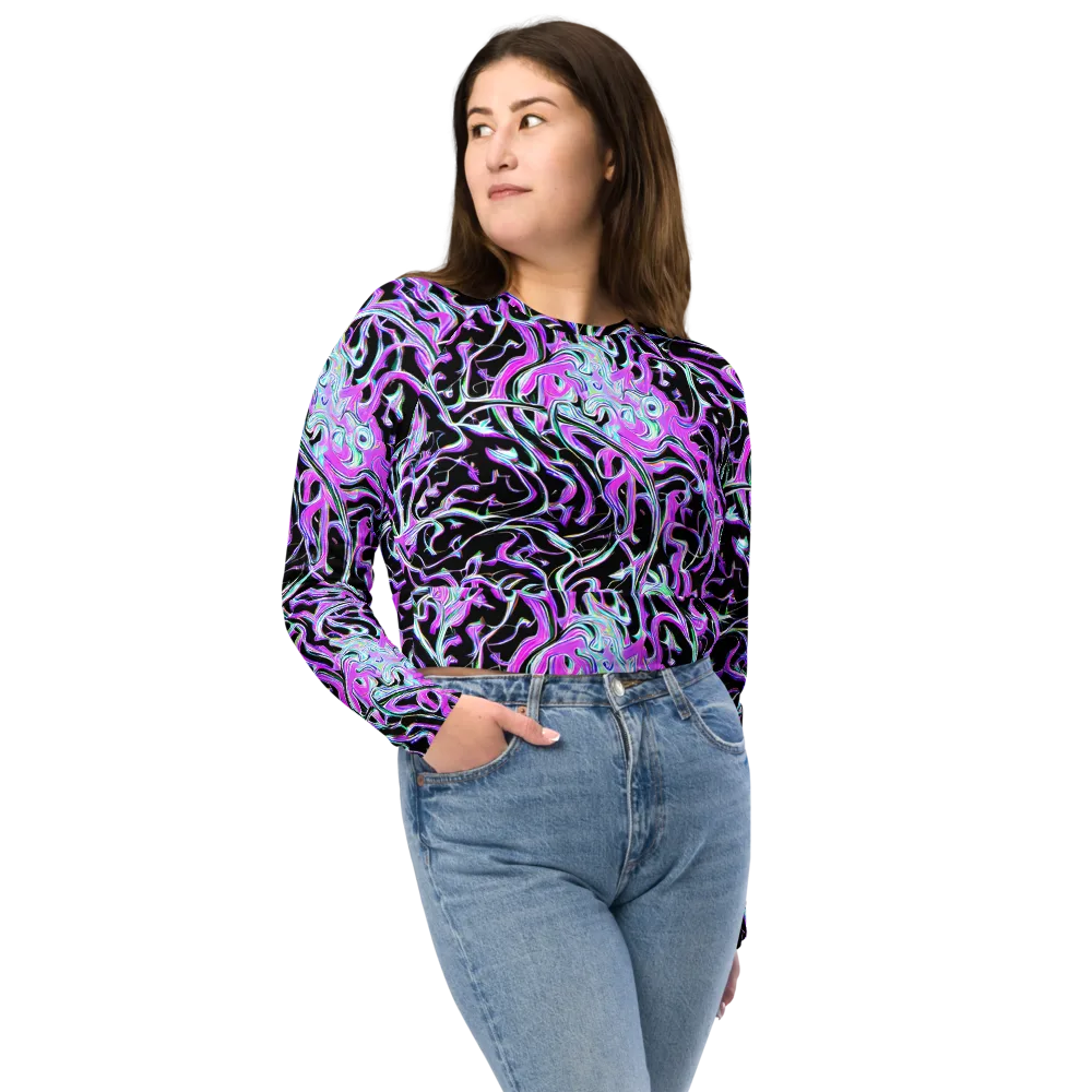 Vivid Distortion on Long Sleeve Crop Top — Front