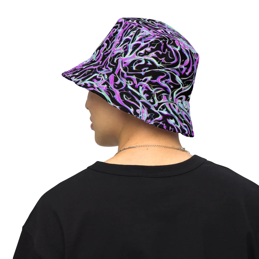 Vivid Distortion on Reversible Bucket Hat — Back Inside