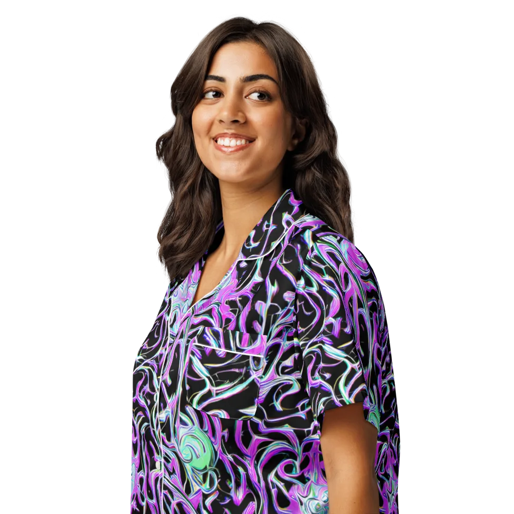 Vivid Distortion on Women's Short Sleeve Pajama Top — Left Front