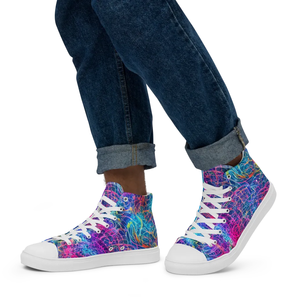 Hypercolor Rapture on Men's High Top Canvas Shoes — Left