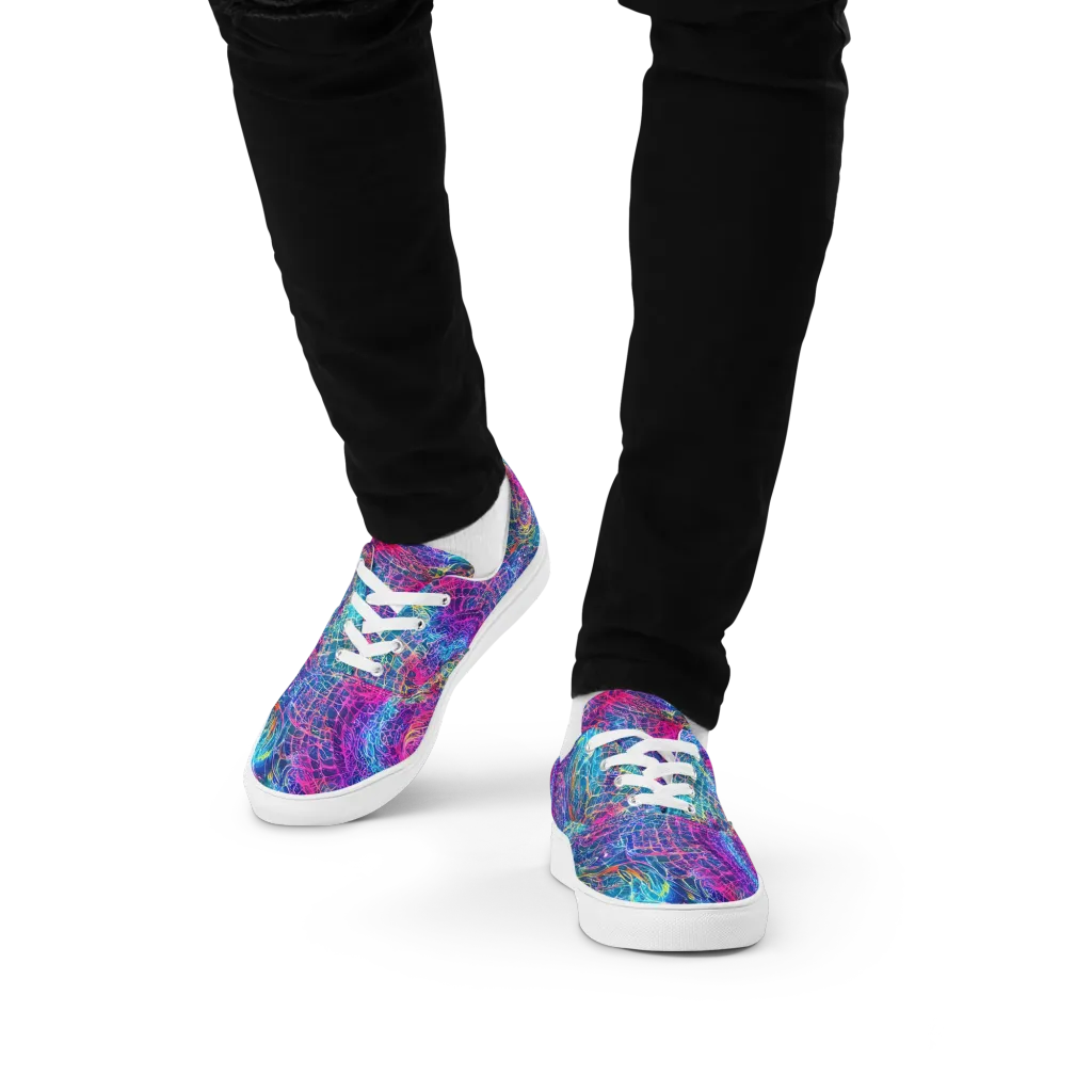 Hypercolor Rapture on Men's Lace-Up Canvas Shoes — Front