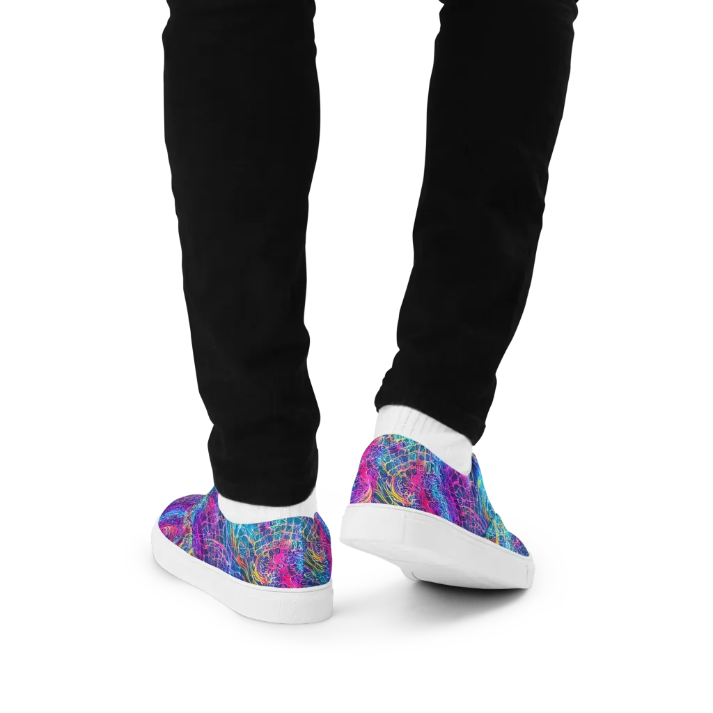 Hypercolor Rapture on Men's Lace-Up Canvas Shoes — Back