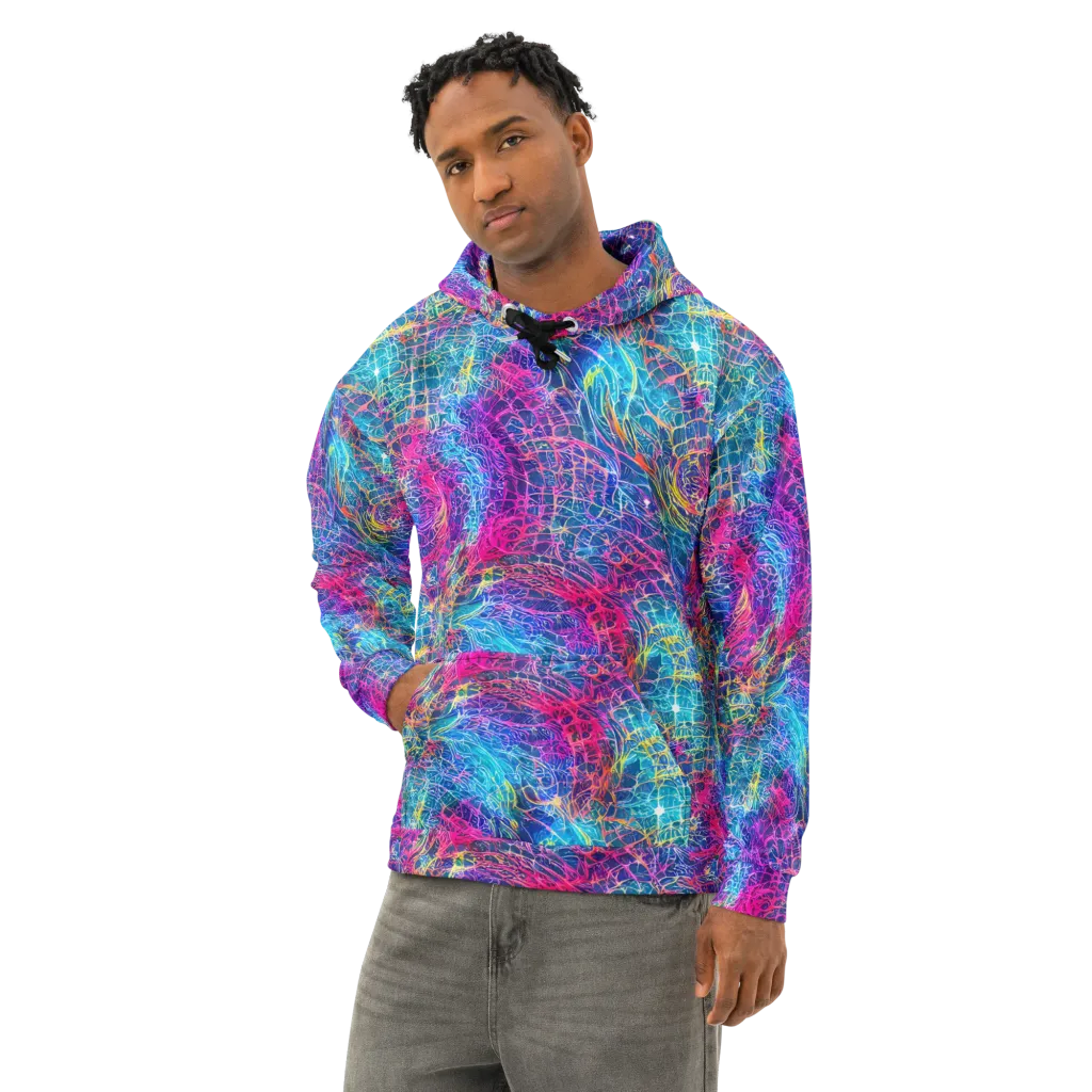 Hypercolor Rapture on Cotton Hoodie — Left Front