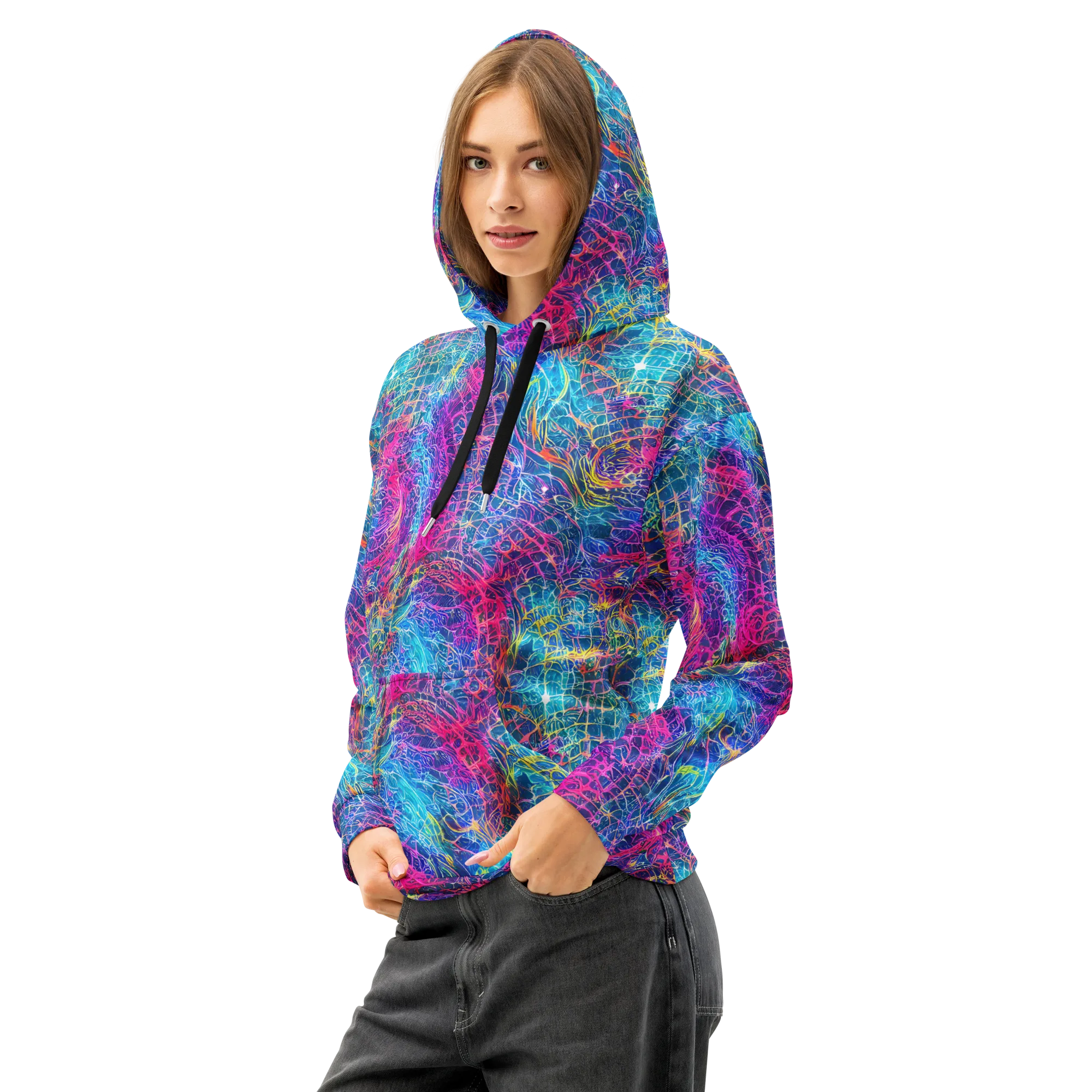 Hypercolor Rapture on Cotton Hoodie — Left Front