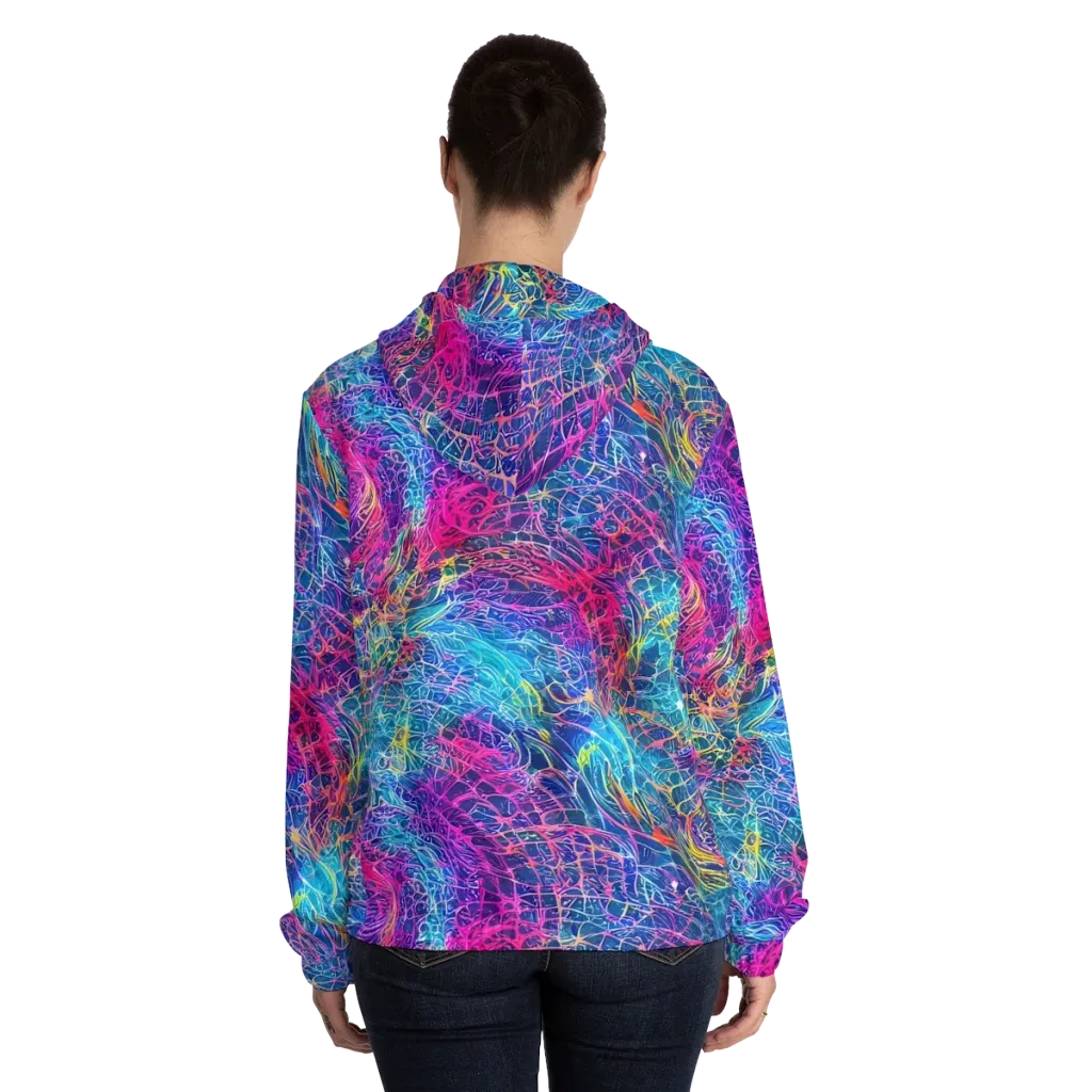 Hypercolor Rapture on Women's Full-Zip Hoodie — Back On Person