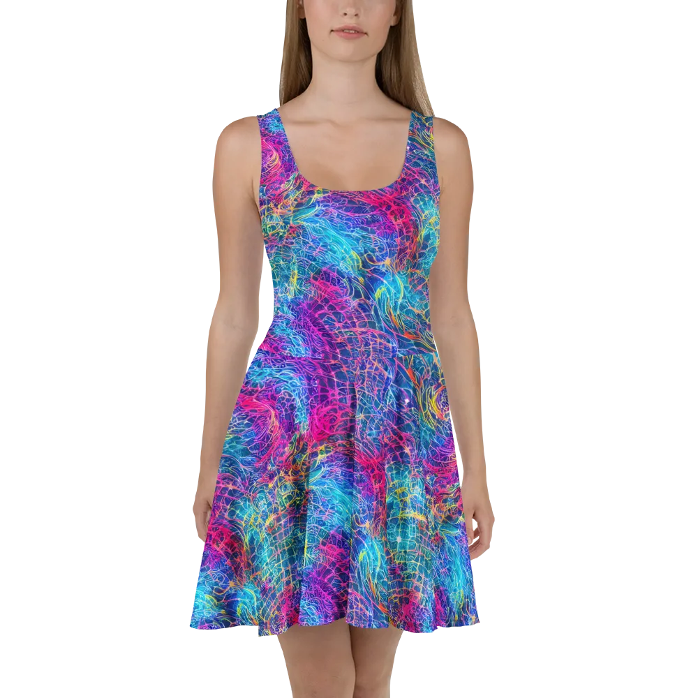 Hypercolor Rapture on Skater Dress — Front