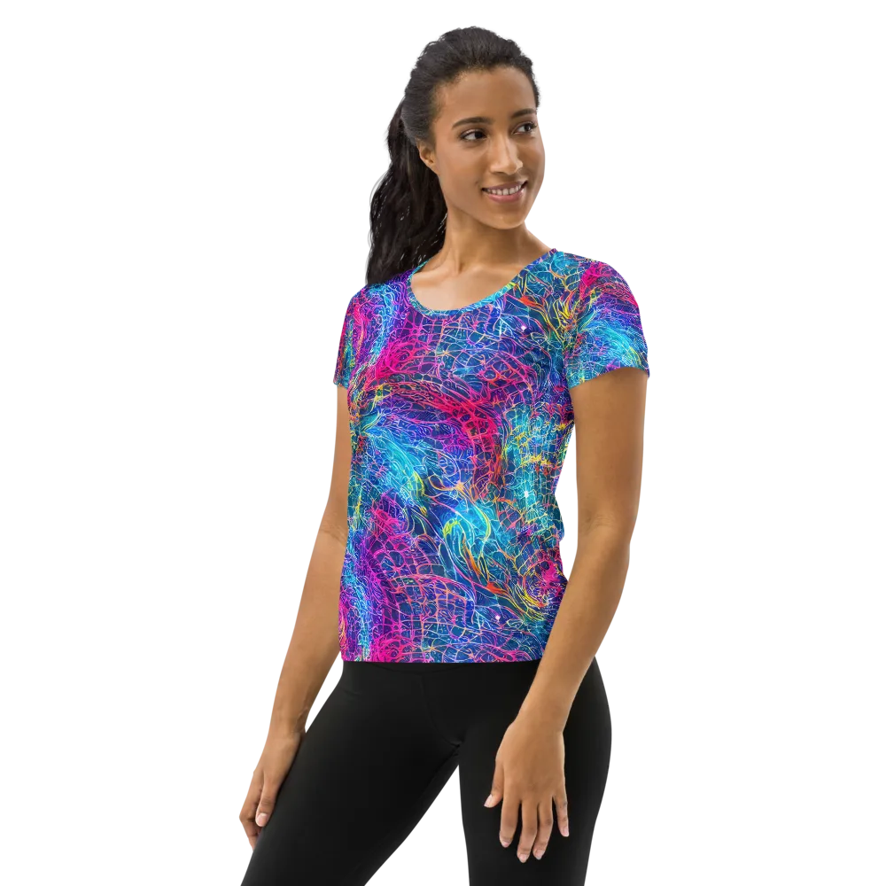 Hypercolor Rapture on Women's Athletic T-Shirt — Left