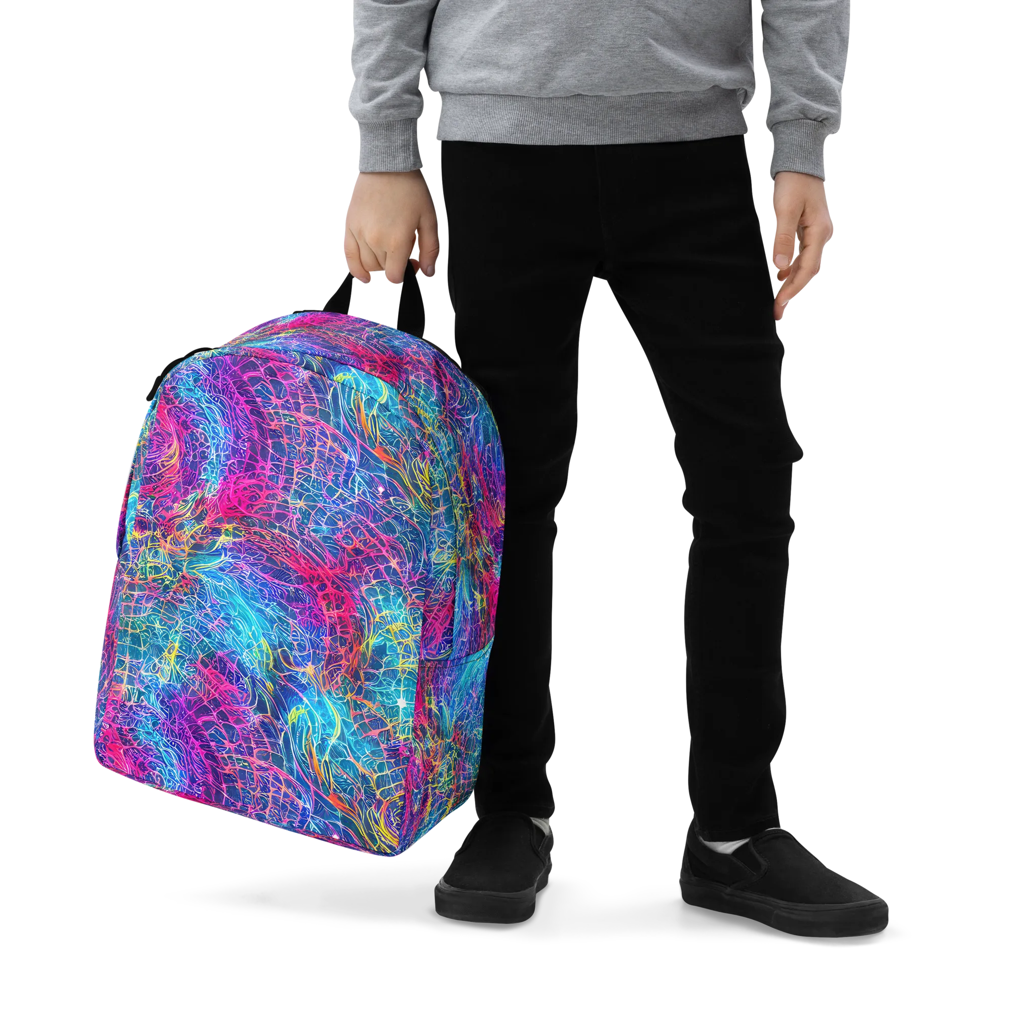 Hypercolor Rapture on Minimalist Backpack — Zoomed-in