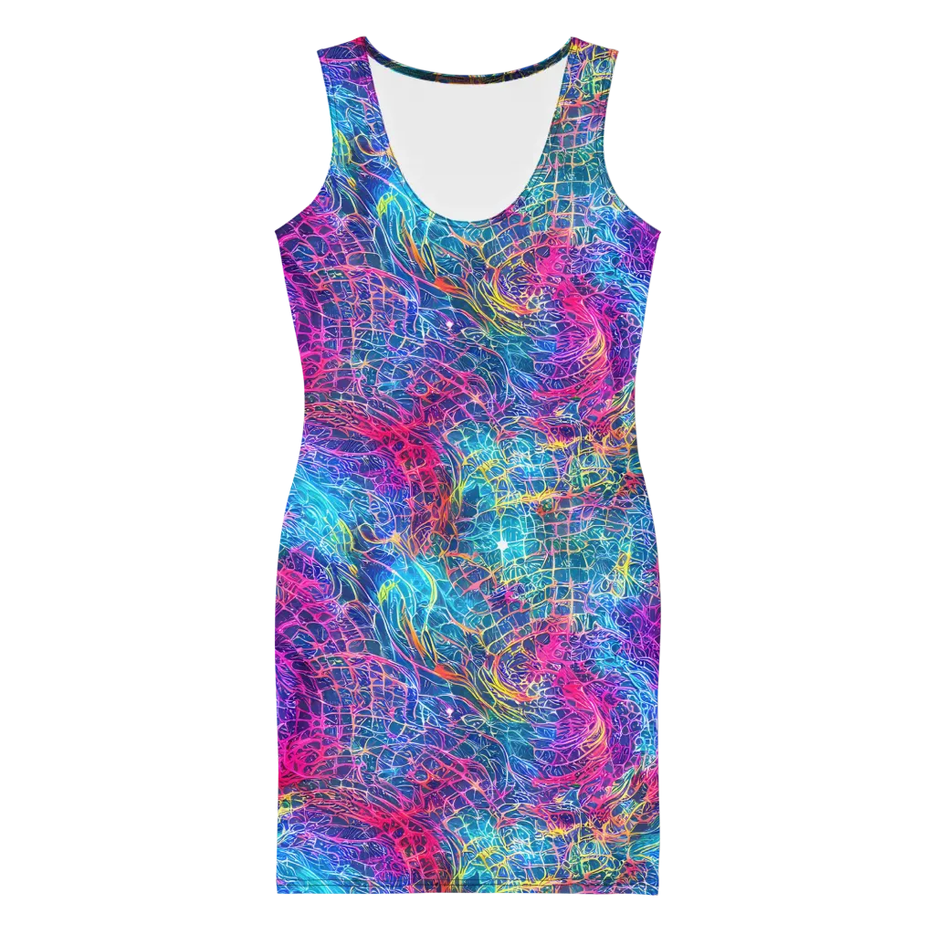 Hypercolor Rapture on Bodycon Dress — Front