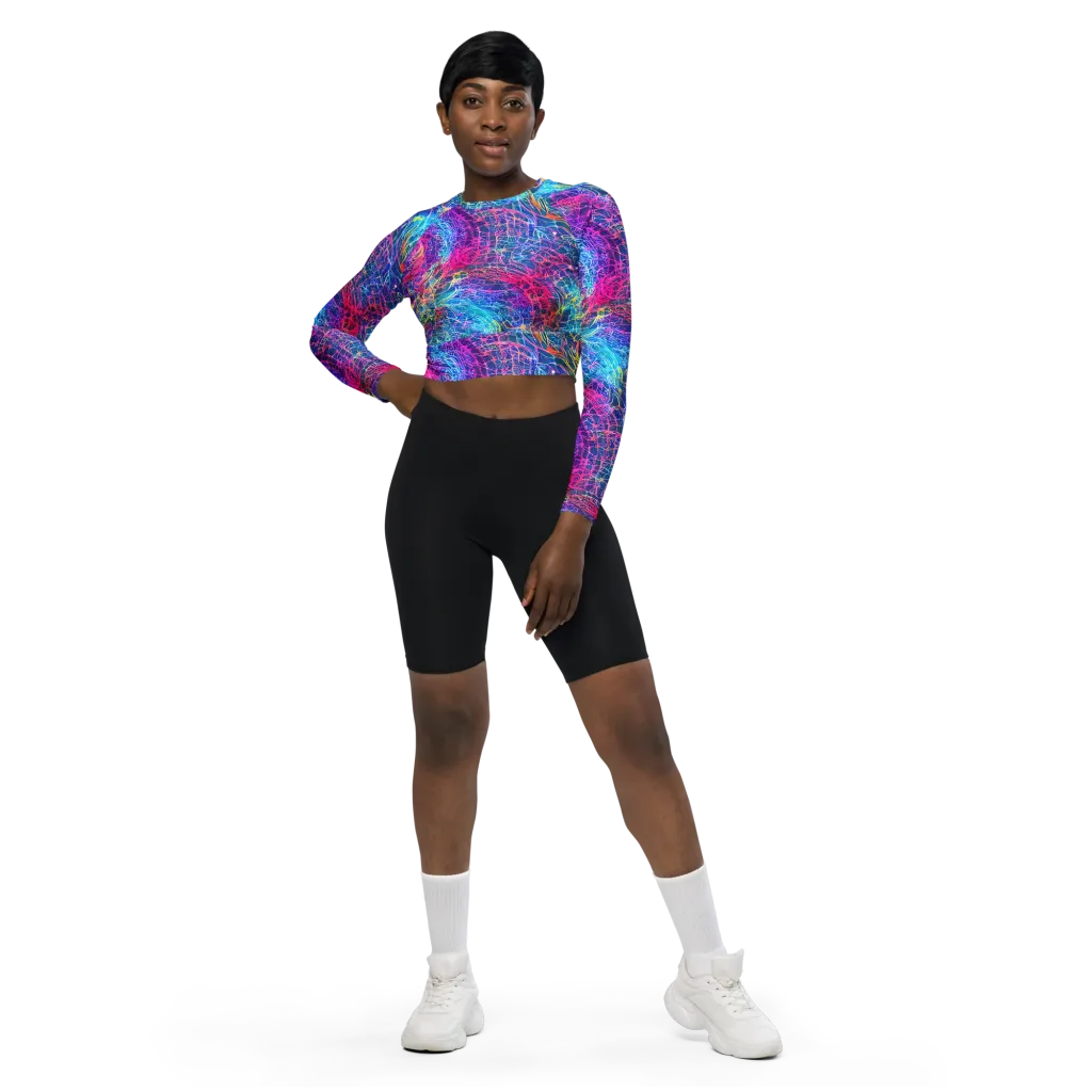 Hypercolor Rapture on Long Sleeve Crop Top — Front
