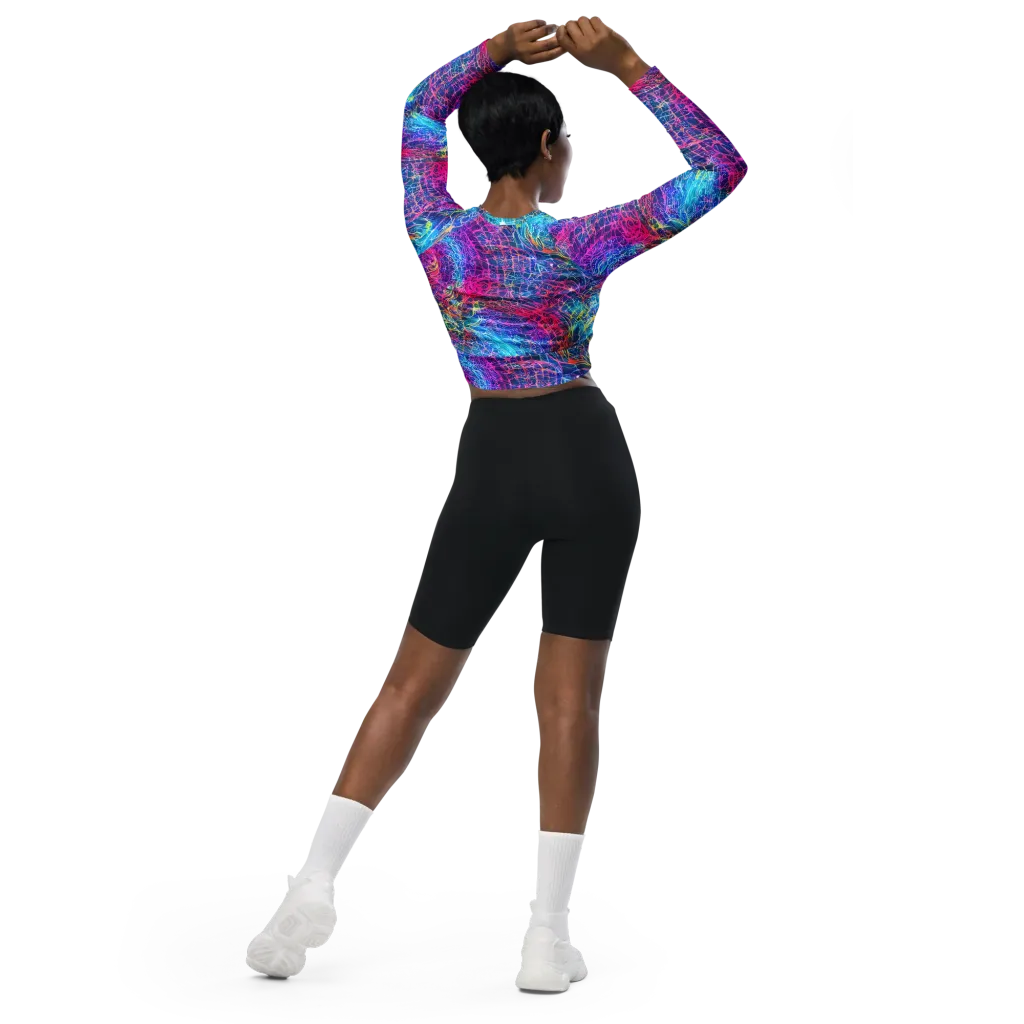 Hypercolor Rapture on Long Sleeve Crop Top — Back