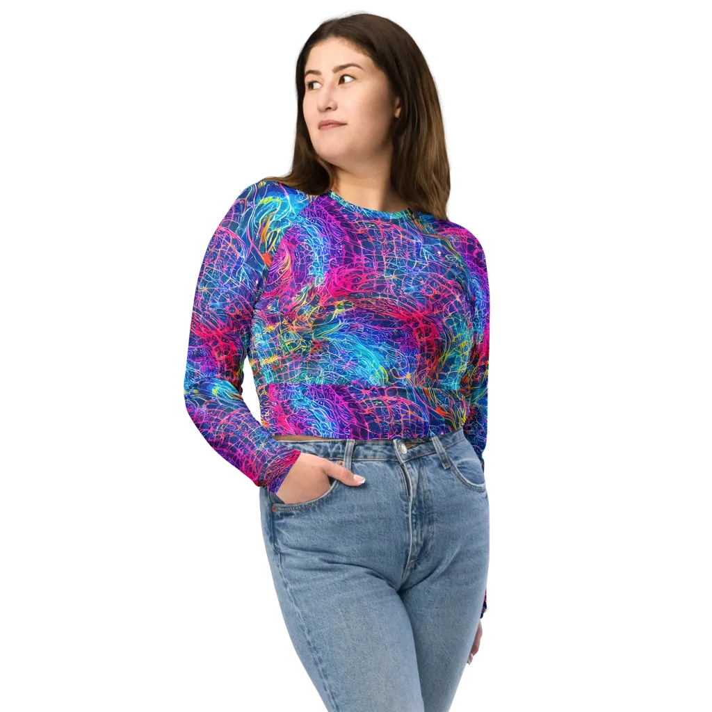 Hypercolor Rapture on Long Sleeve Crop Top — Front