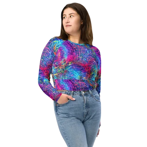 Hypercolor Rapture on a Long Sleeve Crop Top