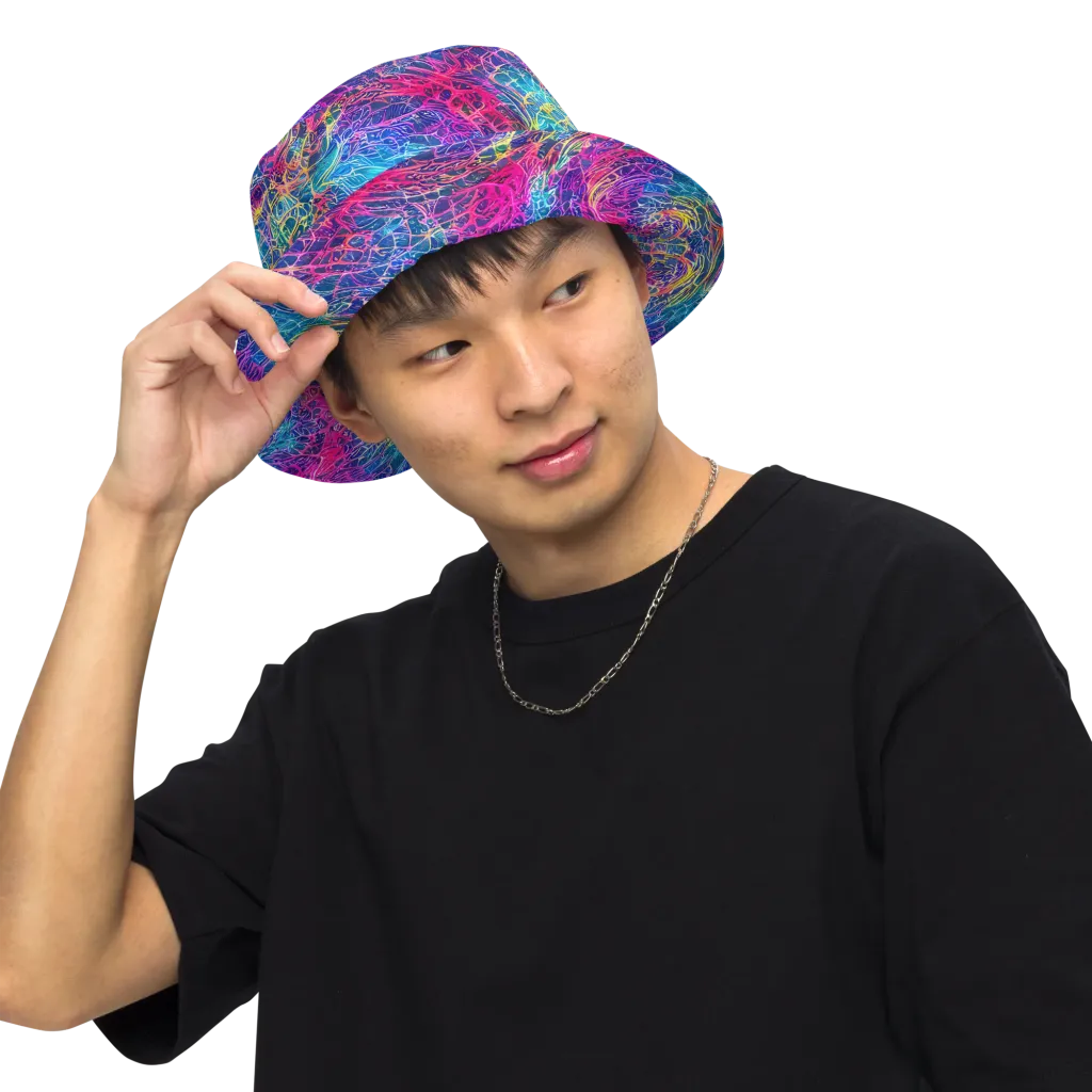 Hypercolor Rapture on Reversible Bucket Hat — Front Inside